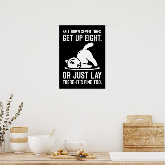 Herfst zeven keer naar beneden - Schattigee grappi Poster (Keuken)