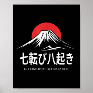 Herfst zeven keer naar beneden, sta acht Japans be Poster