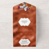 Herfst zilveren vlindershimmer maroon najaar roos all in one uitnodiging (Buitenkant)