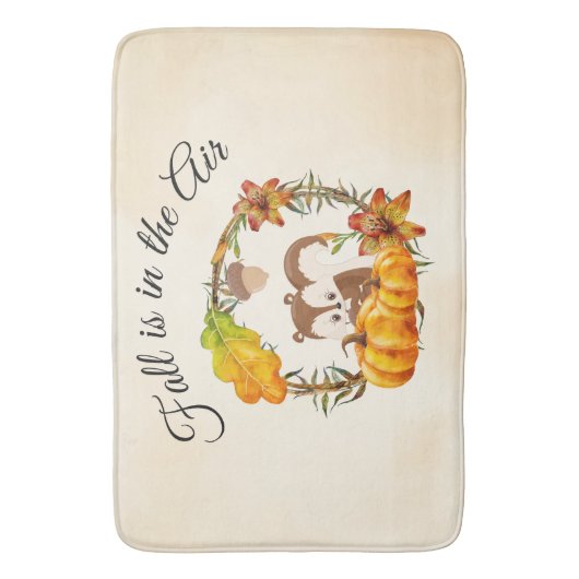 Herfst zit in Air Typografie met Squirrel Badmat (Voorkant Verticaal)