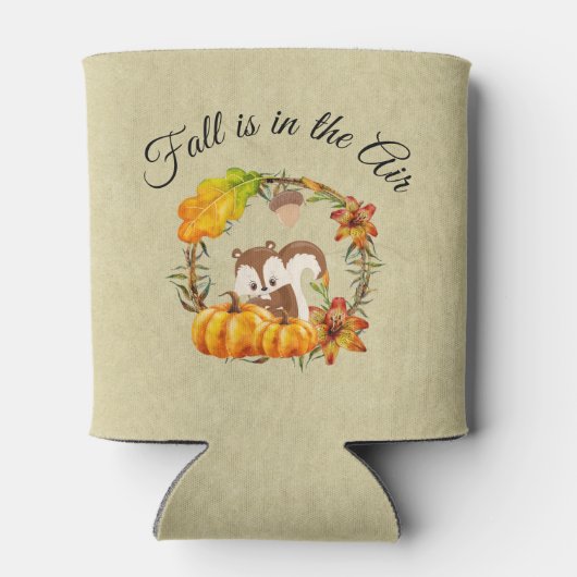 Herfst zit in Air Typografie met Squirrel Blikjeskoeler (Achterkant)