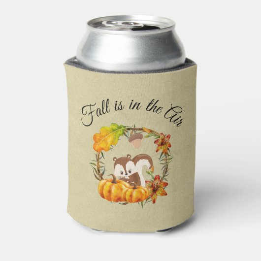 Herfst zit in Air Typografie met Squirrel Blikjeskoeler (Blikje Achterkant)
