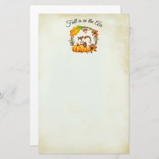 Herfst zit in Air Typografie met Squirrel Briefpapier (Voorkant / Achterkant)