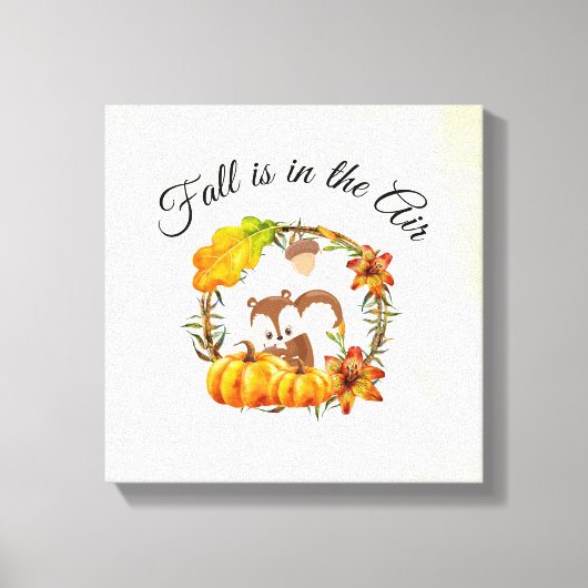 Herfst zit in Air Typografie met Squirrel Canvas Afdruk (Voorkant)