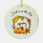Herfst zit in Air Typografie met Squirrel Keramisch Ornament (Voorkant)