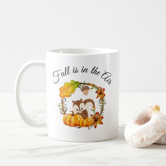 Herfst zit in Air Typografie met Squirrel Koffiemok (Met donut)