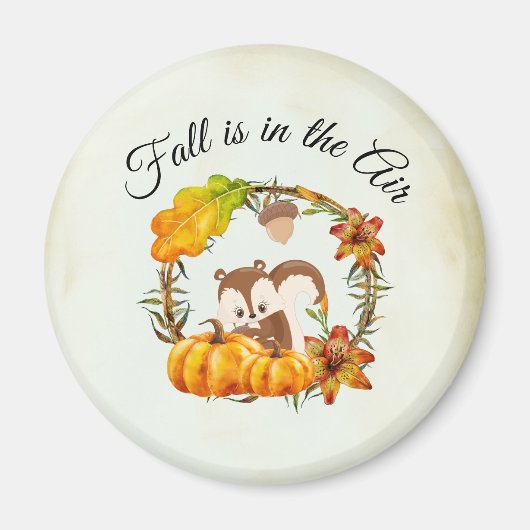 Herfst zit in Air Typografie met Squirrel Magneet (Voorkant)