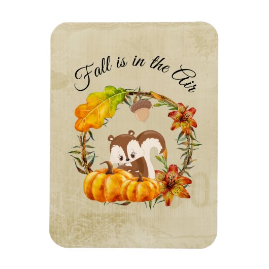 Herfst zit in Air Typografie met Squirrel Magneet (Verticaal)
