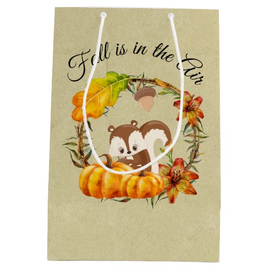 Herfst zit in Air Typografie met Squirrel Medium Cadeauzakje (Achterkant)