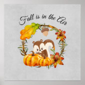 Herfst zit in Air Typografie met Squirrel Poster (Voorkant)