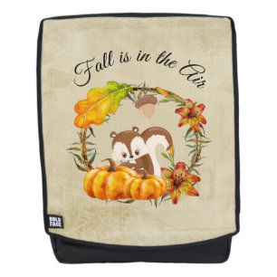 Herfst zit in Air Typografie met Squirrel Rugtassen