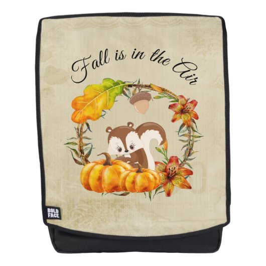 Herfst zit in Air Typografie met Squirrel Rugtassen (Voorkant)