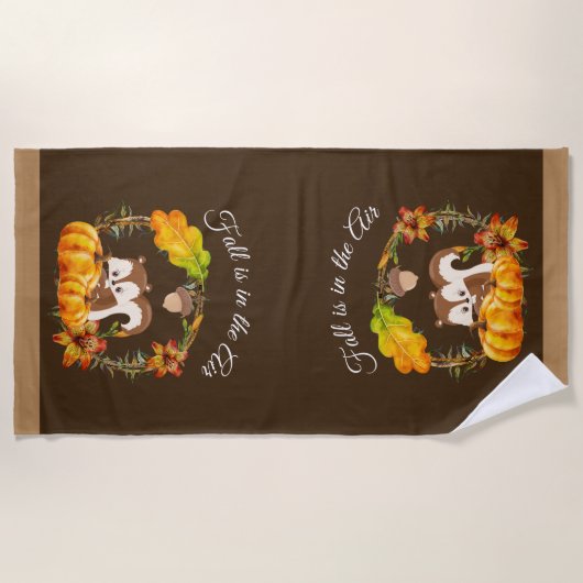 Herfst zit in Air Typografie met Squirrel Strandlaken (Voorkant)