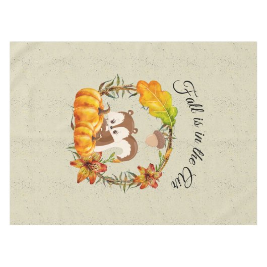 Herfst zit in Air Typografie met Squirrel Tafelkleed (Voorkant (Horizontaal))