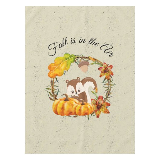 Herfst zit in Air Typografie met Squirrel Tafelkleed (Voorkant)