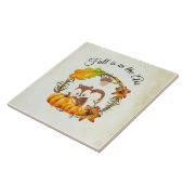 Herfst zit in Air Typografie met Squirrel Tegeltje (Zijkant)