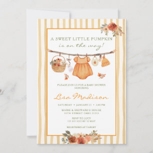 Herfst Zoete Kleine Pompoen Waslijn Baby Shower Kaart