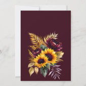 Herfst zomer bruiloft bordeaux zonnebloemen kaart (Achterkant)
