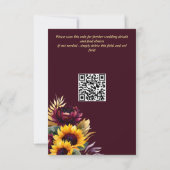Herfst zomer bruiloft bordeaux zonnebloemen RSVP kaartje (Achterkant)