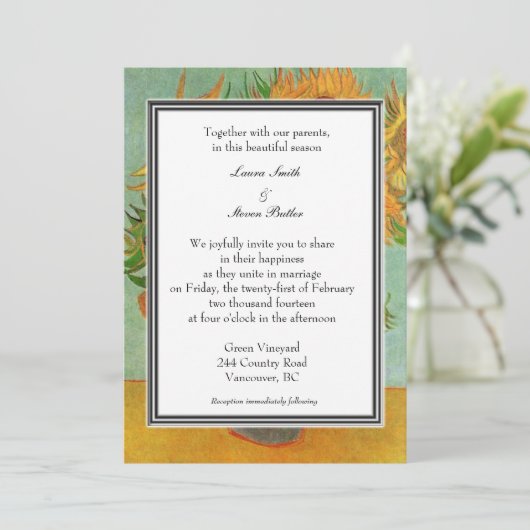herfst, zomer, feestelijke huwelijksuitnodiging va kaart (Staand voorkant)