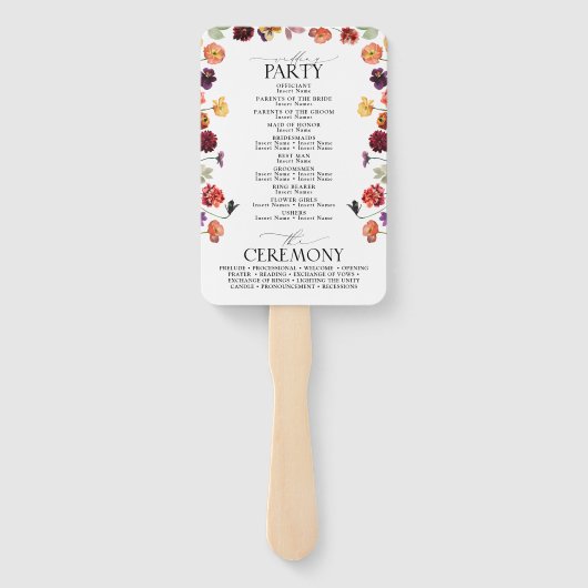 Herfst Zomertuin Burnt Sinaasappel Flowers Program Handwaaier (Achterkant)