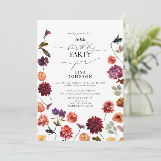 Herfst Zomertuin Verbrand Sinaasappel 60e Verjaard Kaart (Staand voorkant)