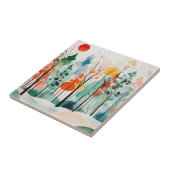 Herfst zon hoog, Abstracte Waterverf bos Tegeltje (Zijkant)