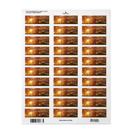 Herfst zonlicht door herfstbomen etiket (Full Sheet)