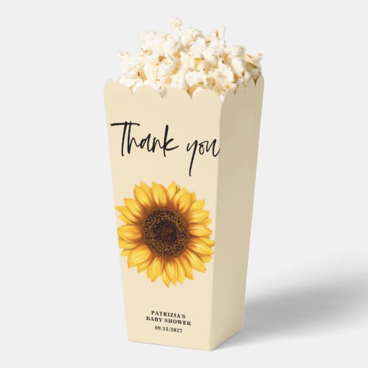 Herfst Zonnebloem Baby shower Bedankdoosjes (Popped)