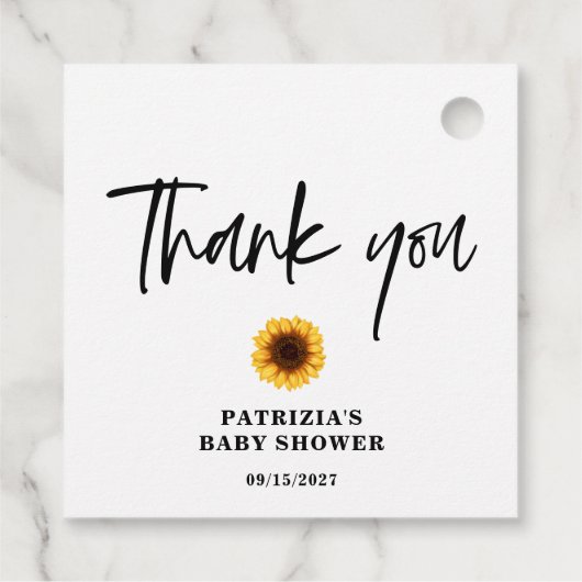 Herfst Zonnebloem Baby shower Bedankjes Labels (Achterkant)