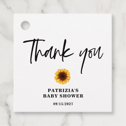 Herfst Zonnebloem Baby shower Bedankjes Labels (Voorkant)