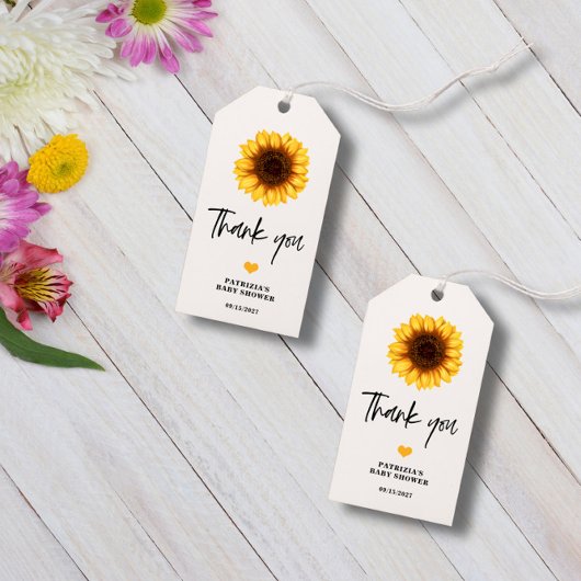 Herfst Zonnebloem Baby shower Cadeaulabel