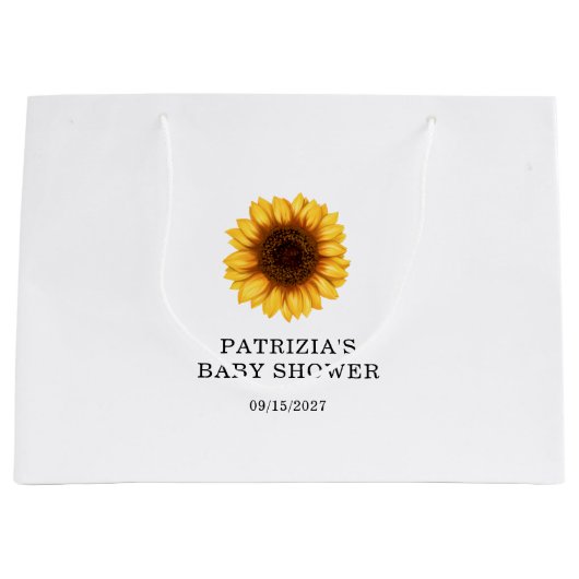 Herfst Zonnebloem Baby shower Groot Cadeauzakje (Voorkant)