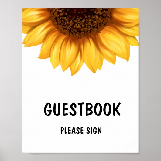 Herfst Zonnebloem Baby shower Guestbook Sign Poster (Voorkant)