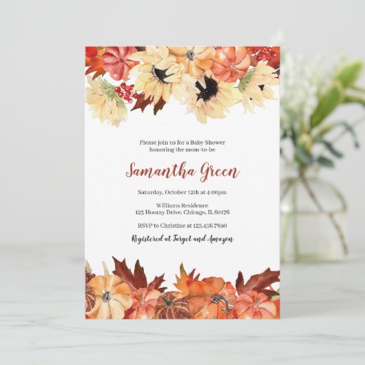 Herfst Zonnebloem Baby shower Kaart (Staand voorkant)