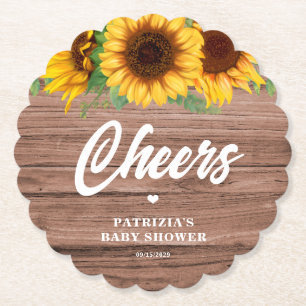 Herfst Zonnebloem   BABY SHOWER Kartonnen Onderzetters
