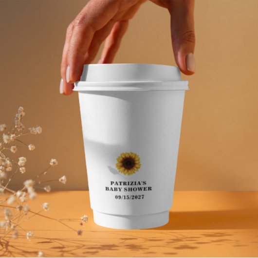 Herfst Zonnebloem Baby Shower Papieren Bekers