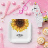 Herfst Zonnebloem Baby shower Papieren Bordje (Feest)