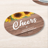 Herfst Zonnebloem | BABY SHOWER Ronde Kartonnen Onderzetter (Gebogen)