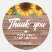 Herfst Zonnebloem | BABY SHOWER Ronde Sticker (Voorkant)
