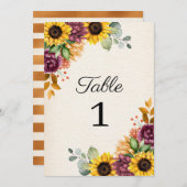 Herfst Zonnebloem Bloemen Trouwtafel Nummer Kaart (Voorkant / Achterkant)