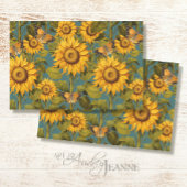 Herfst Zonnebloem Bloemen Vlinder Blauwgroen Decou Tissuepapier