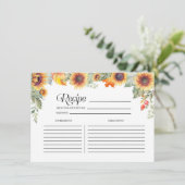Herfst Zonnebloem Bloemen Vrijgezellenfeest Recept Informatiekaartje (Staand voorkant)