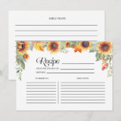 Herfst Zonnebloem Bloemen Vrijgezellenfeest Recept Informatiekaartje (Voorkant / Achterkant)