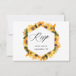 Herfst Zonnebloem Bloemstuk met Maaltijd RSVP Kaartje