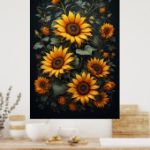 Herfst Zonnebloem Bloemstuk Poster (Keuken)