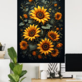 Herfst Zonnebloem Bloemstuk Poster (Thuiskantoor)