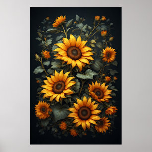 Herfst Zonnebloem Bloemstuk Poster