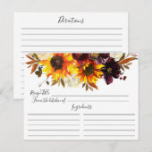 Herfst Zonnebloem Boeket Bloemen Recept Kaart (Voorkant / Achterkant)