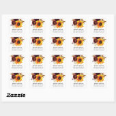 Herfst Zonnebloem Boeket Bloemen Retouradres Vierkante Sticker (Vel)